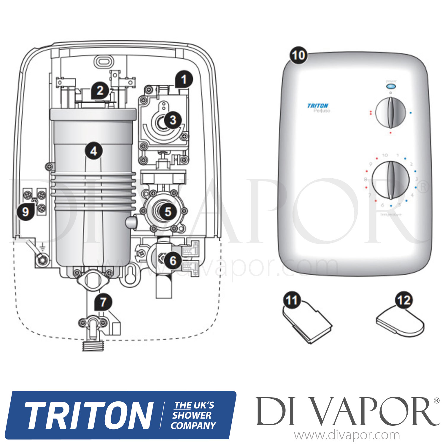 Triton Perluso Electric Shower Shower Spare Parts TR DV 629